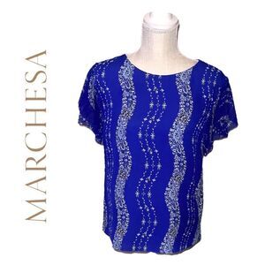 MARCHESA VOYAGE 100% SILK FLUTTER SLEEVE TOP